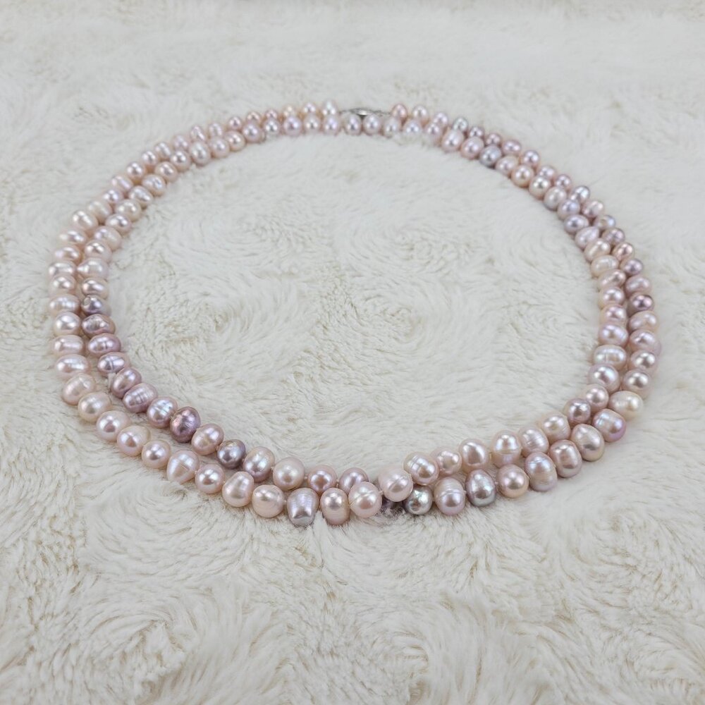 1950s Vintage Pink Cultured Pearl Opera Necklace